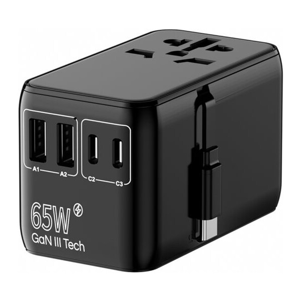CROSSIO ChargeMe Adapter PLUS PD65W 2A+3C GaN III Černá