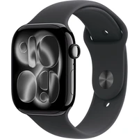 Apple Watch Series 11 (42mm) Klavírně černý hliník s černým sportovním řemínkem S/M - Chytré hodinky