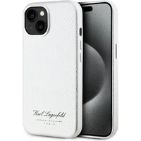 Karl Lagerfeld Grained PU Hotel RSG zadní kryt iPhone 15 bílý - Pouzdra