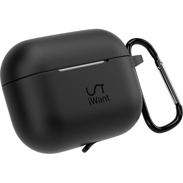 iWant Airpods Pro 3 silikonové pouzdro s karabinou černé