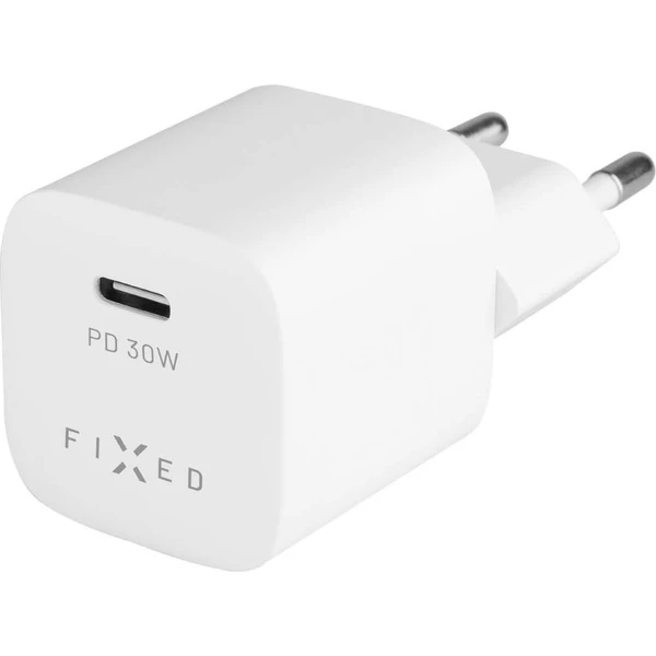 FIXED Mini nabíječka s USB-C/USB-C kabelem, PD, 1 m, 30W, bílá - Nabíječky - Obrázek EQ5E300401