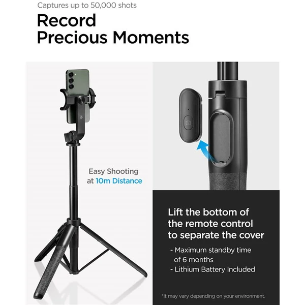 Spigen Tripod Selfie Stick (longer version) černý - Držáky - Obrázek EQA1000P01