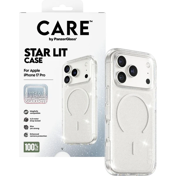 PanzerGlass® CARE Star Lit kryt s MagSafe Apple iPhone 17 Pro třpytivý/bílý - Pouzdra - Obrázek EQDH000K01