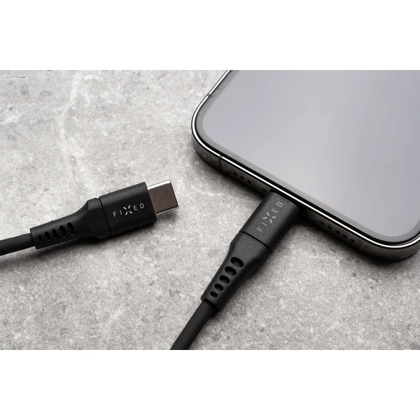 FIXED Liquid silicone kabel USB-C/USB-C (PD), 0.5m, USB 2.0, 60W, černý - Kabely - Obrázek ESS1000601