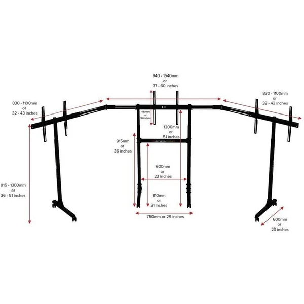 Next Level Racing Free Standing Triple Monitor Stand, stojan pro 1-3 monitory - Kokpity - Obrázek EUBMF00101