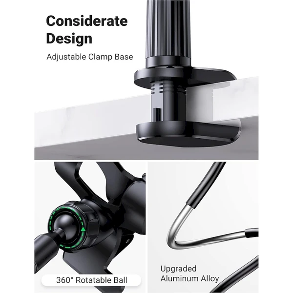 UGREEN Flexible Long Arm univerzální držák s dlouhým ramenem černý - Držáky - Obrázek F061000N01