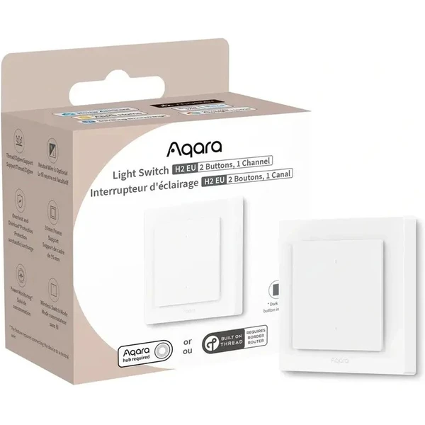 AQARA Light Switch H2 EU (2 tlačítka, 1 kanál) (WS-K07D) Zigbee a Thread vypínač s relé - Ovladače - Obrázek F2PD000N01