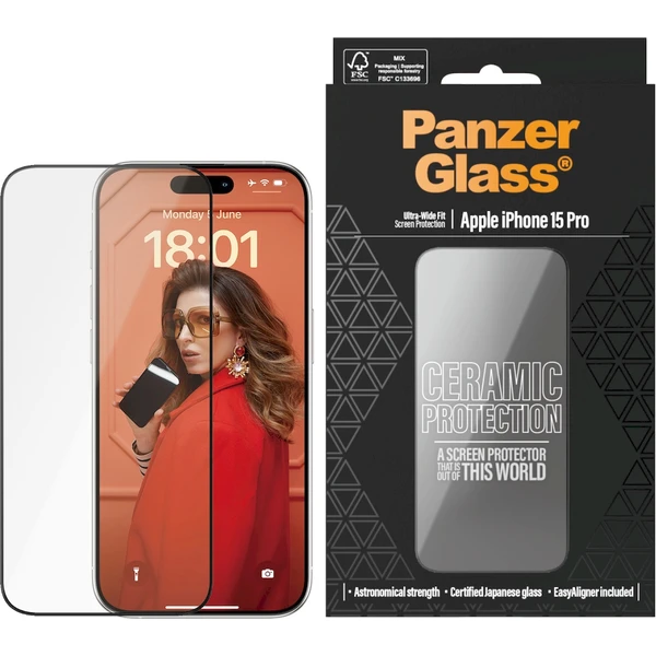 PanzerGlass Ceramic tvrzené sklo Apple iPhone 15 Pro s instalačním rámečkem - Ochranné folie a skla - Obrázek F2V7000L01