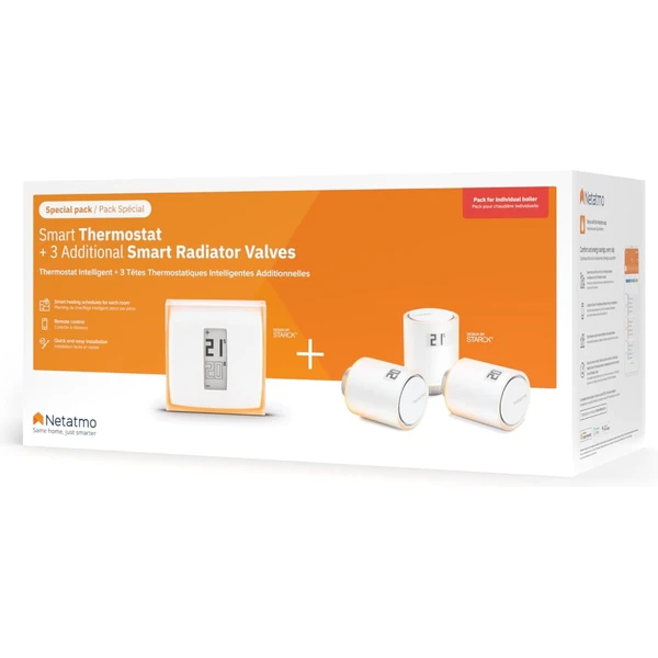 Netatmo Smart Thermostat + 3x Radiator Valves sada - Termohlavice - Obrázek F4E9000K01