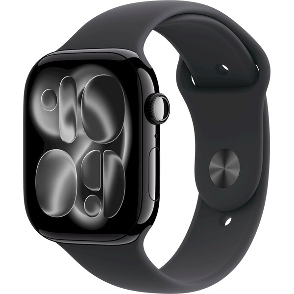 Apple Watch Series 11 Cellular (42mm) Klavírně černý hliník s černým sportovním řemínkem M/L