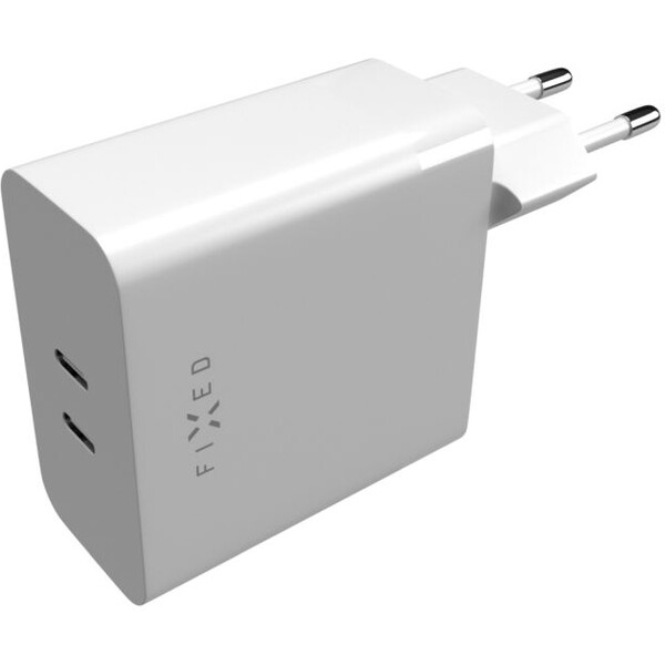 FIXED nabíječka s 2x USB-C výstupem, PD, 65W, bílá