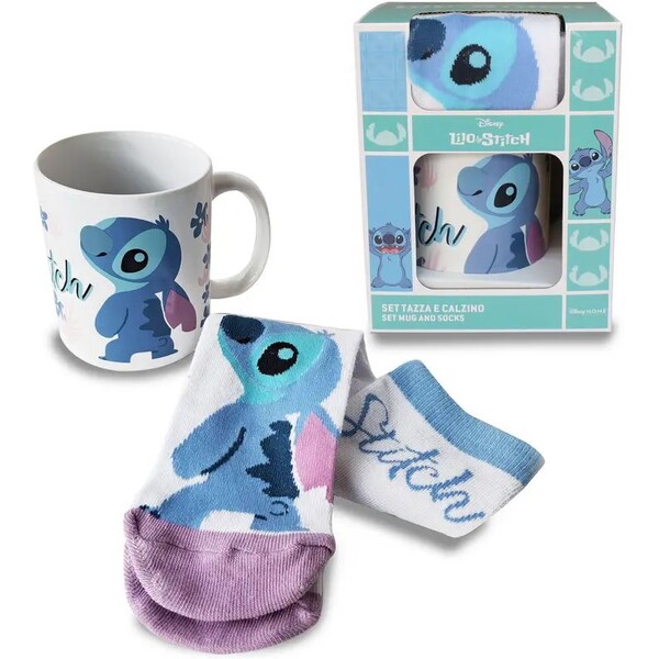 Coriex set Lilo & Stitch - Cute Stitch hrnek a ponožky Modrá/bílá