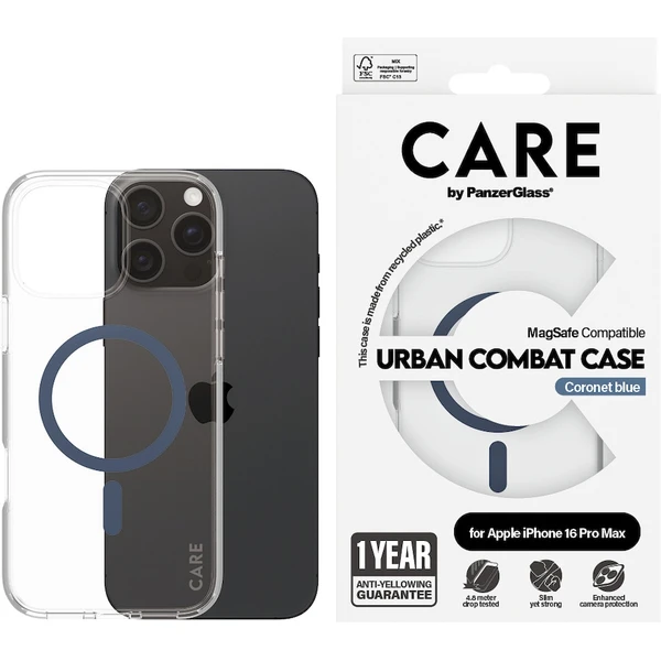 PanzerGlass® CARE kryt Apple iPhone 16 Pro Max MagSafe Urban Combat čirý/modrý - Pouzdra - Obrázek F708000P01