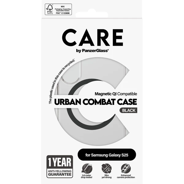 PanzerGlass® CARE kryt Samsung Galaxy S25 Urban Combat čirý/černý QI - Pouzdra - Obrázek F7FC000J01