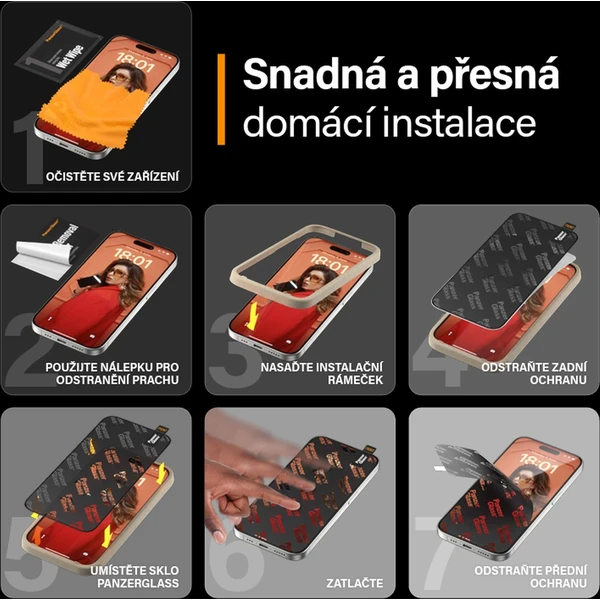 PanzerGlass Privacy ochranné sklo Apple iPhone 15 - Ochranné folie a skla - Obrázek F8TS100501