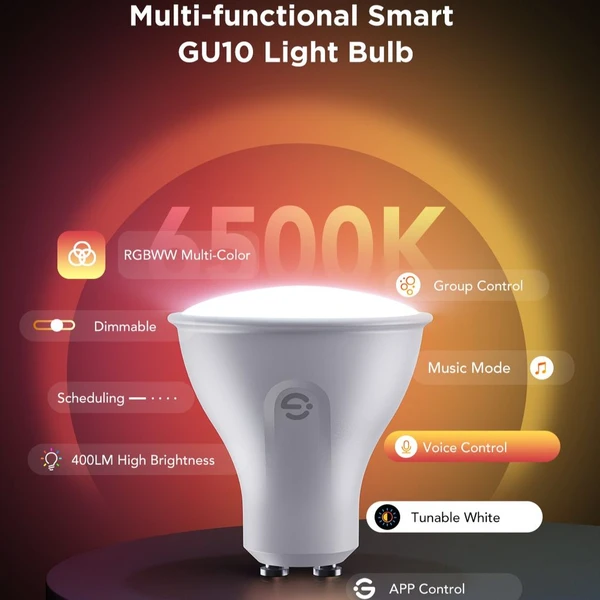 Govee Smart žárovka RGBWW 4,8W-50W 400lm GU10 Long Life 2ks - Žárovky - Obrázek FAQK000K01
