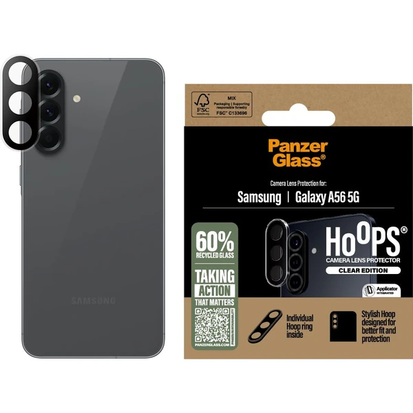 PanzerGlass® Hoops® Samsung Galaxy A56 5G čiré ochranné kroužky pro čočky fotoaparátu - Ochranné folie a skla - Obrázek FAUC000K01