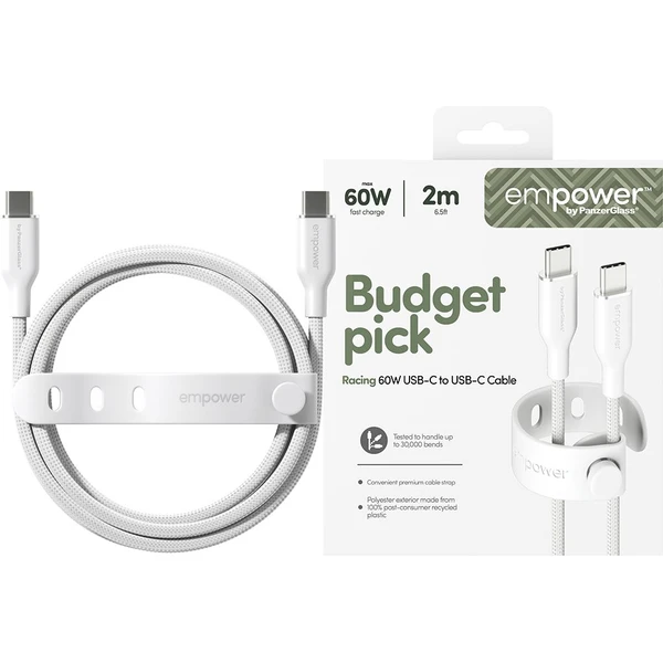 PanzerGlass USB-C/USB-C napájecí kabel 60W 2m bílý - Kabely a redukce - Obrázek FB3J000K01