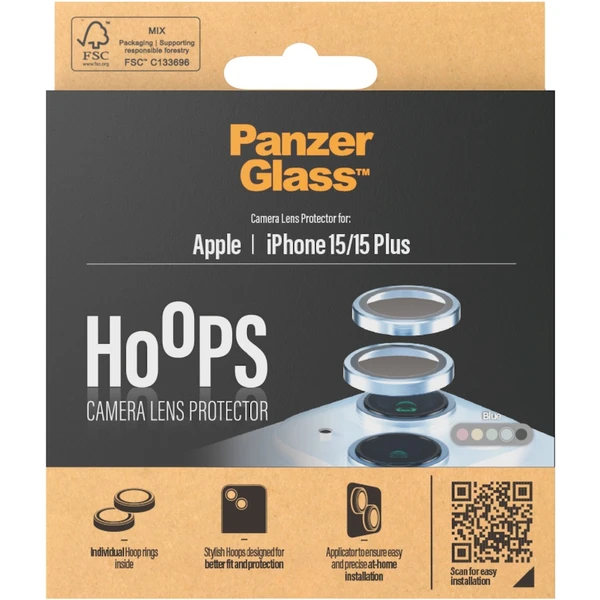 PanzerGlass HoOps ochranné kroužky Apple iPhone 15/15 Plus - modrý hliník - Ochranné folie a skla - Obrázek FBD1000O01