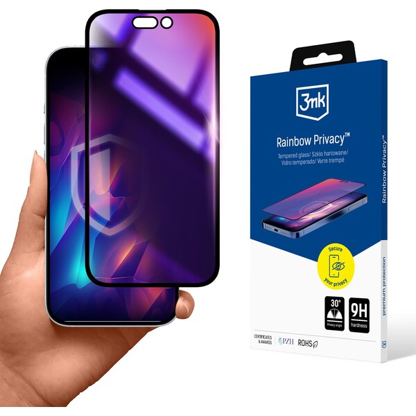 3mk ochranné sklo Rainbow Privacy pro Apple iPhone 15 Pro Čirá