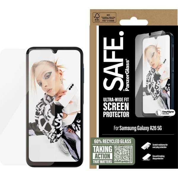 PanzerGlass® SAFE Ultra-Wide Fit sklo Samsung Galaxy A26 5G s instalačním rámečkem - Ochranné folie a skla - Obrázek FBUC000K01