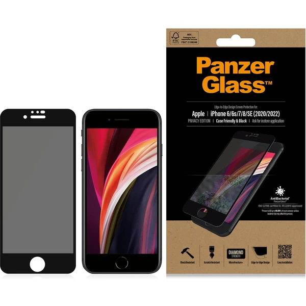 PanzerGlass Edge-to-Edge Privacy Apple iPhone 6/6s/7/8/SE (20/22) černé - Ochranné folie a skla - Obrázek FCQ6000601