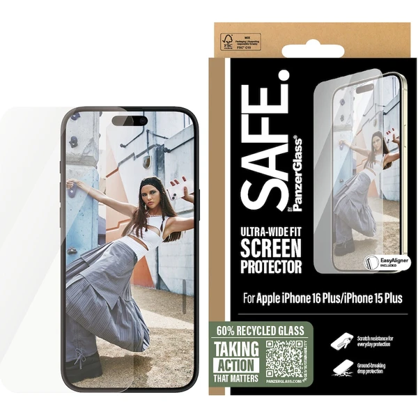 PanzerGlass® SAFE Ultra-Wide Fit sklo Apple iPhone 16 Plus/15 Plus - Ochranné folie a skla - Obrázek FF08000P01