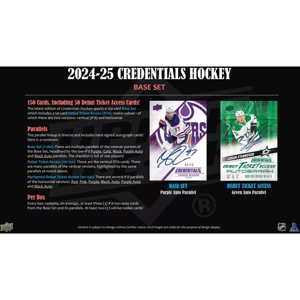 Hokejové karty 2024-25 Upper Deck Credentials Hockey Hobby Balíček - Hokejové karty - Obrázek FFSE000K01