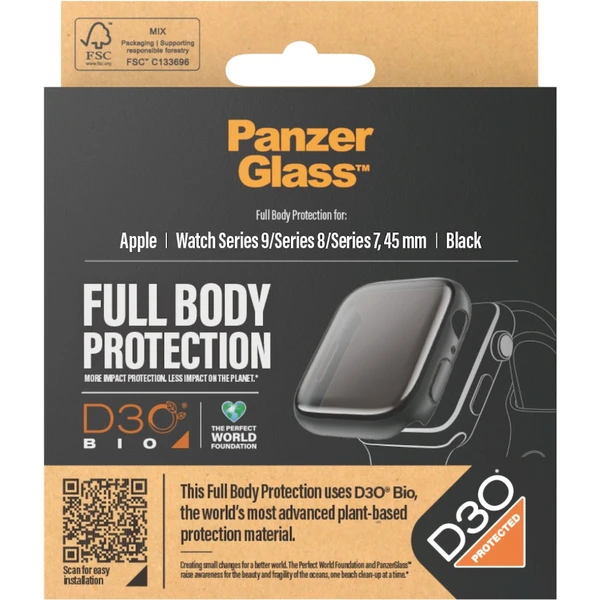 PanzerGlass Apple Watch 9/8/7 (45mm) ochranný kryt s D3O - černý rámeček - Pouzdra - Obrázek FGC1000O01