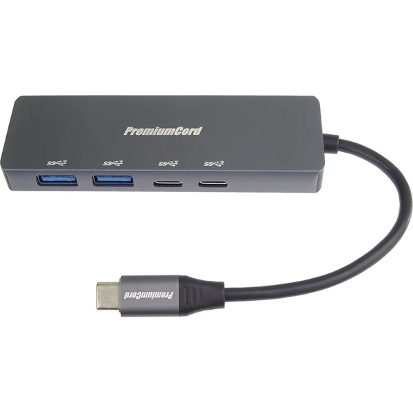PremiumCord 10G SuperSpeed 4v1 USB-C Hub antracitový - USB huby - Obrázek FL4L000K01
