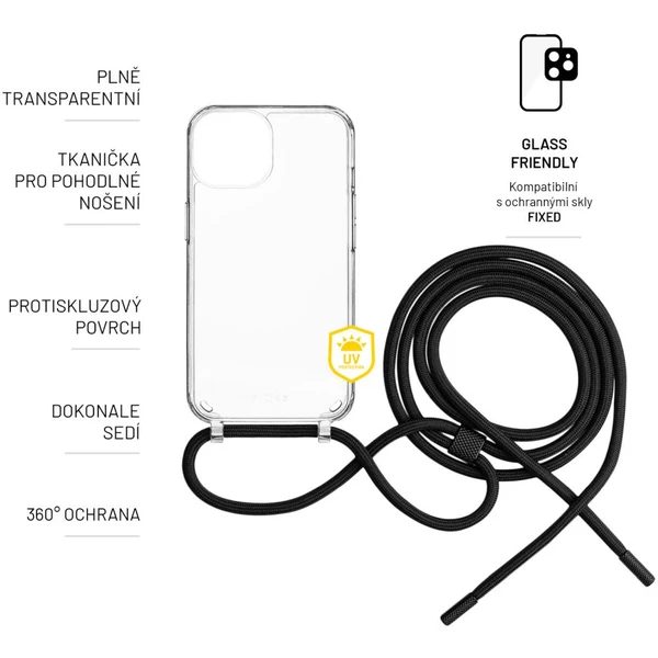 FIXED Pure Neck kryt s černou šňůrkou na krk Samsung Galaxy A25 5G - Pouzdra - Obrázek FLR1000N01