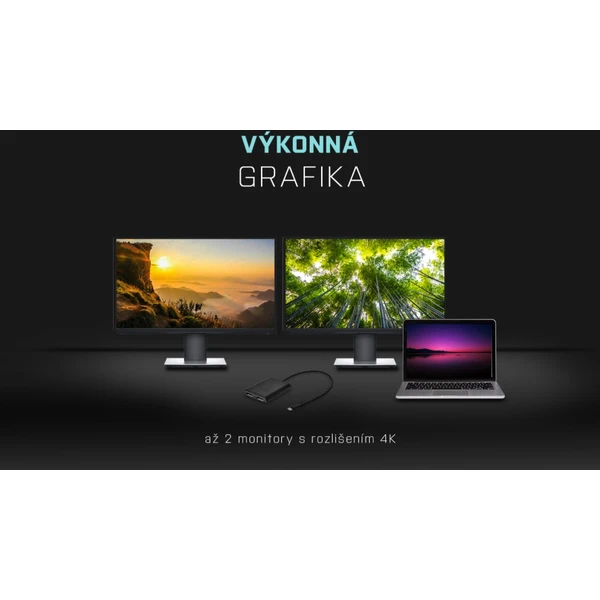 i-tec USB-C/2x DisplayPort redukce 4K černá - Kabely a redukce - Obrázek FMTN200401