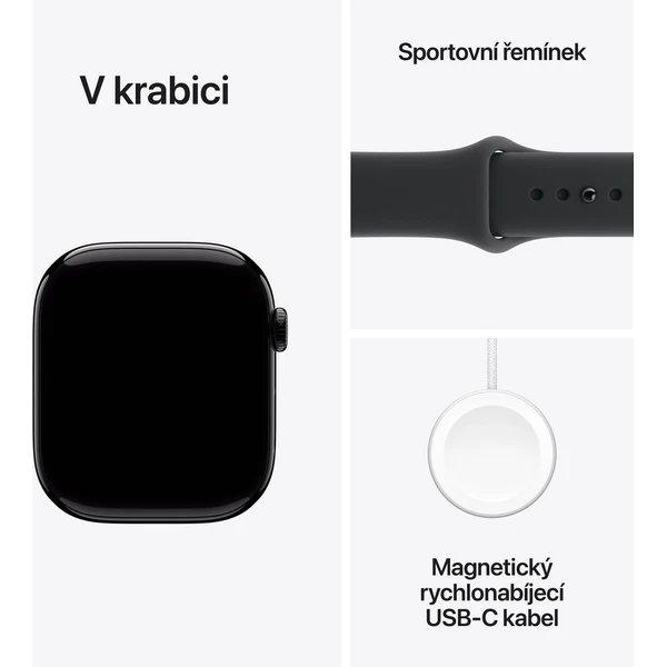 Apple Watch Series 11 (46mm) Klavírně černý hliník s černým sportovním řemínkem M/L (Další) - Chytré hodinky - Obrázek FPNH000K01