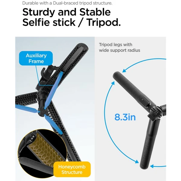 Spigen Tripod Selfie Stick (longer version) černý - Držáky - Obrázek FQA1000P01