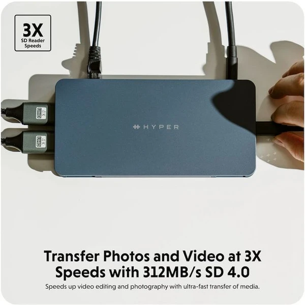 Hyper® EcoSmart™ Universal Silicon Motion® USB-C 10v1 Dual HDMI dokovací stanice - USB huby - Obrázek FR60000L01