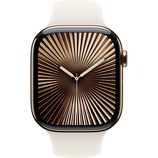 Apple Watch Series 10 Cellular 46mm Zlatý titan s hvězdně bílým sportovním řemínkem M/L - Chytré hodinky - Obrázek FSQ7000K01