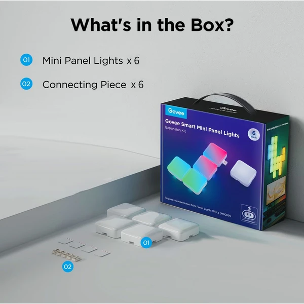 Govee Smart mini RGBIC panely - rozšíření 6ks - Chytrá osvětlení - Obrázek FV3L000K01