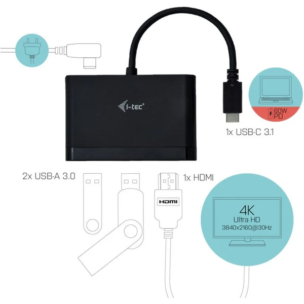 i-tec USB-C HDMI Travel Adapter PD/Data - Dokovací stanice - Obrázek G08B000501