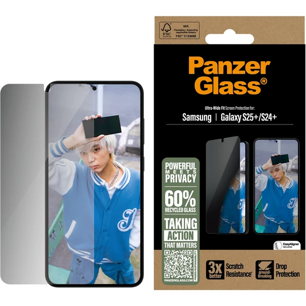 PanzerGlass® Privacy sklo Samsung Galaxy S25+/S24+ s instalačním rámečkem - Ochranné folie a skla - Obrázek G0FC000J01