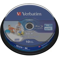 VERBATIM BD-R SL Datalife HTL (10 ks) Blu-Ray/Spindle/6x/25GB  - Optické disky