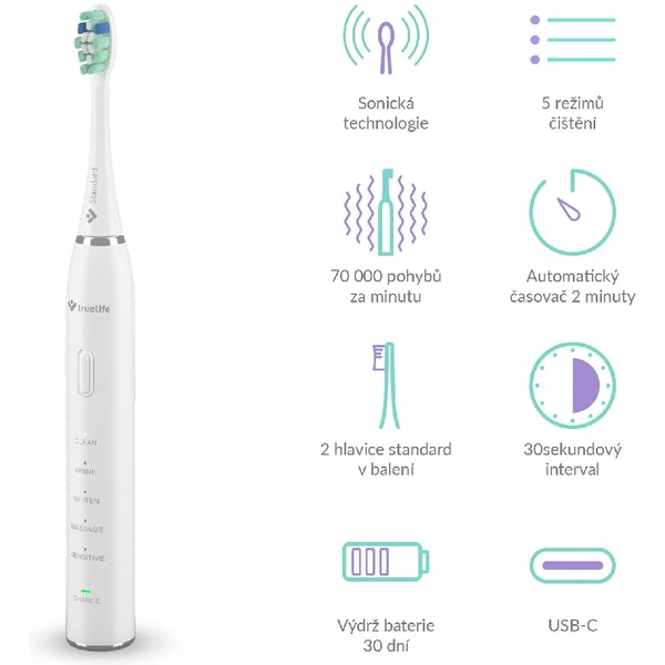TrueLife SonicBrush Clean30 sonický zubní kartáček bílý - Zubní kartáčky - Obrázek G0H0000P01