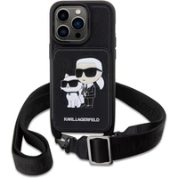 Karl Lagerfeld Saffiano Crossbody Karl and Choupette NFT kryt pro iPhone 14 Pro černý - Pouzdra