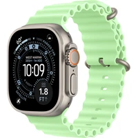 Apple Watch 49/46/45/44mm neonově zelený Oceánský řemínek přírodní titan - Řemínky