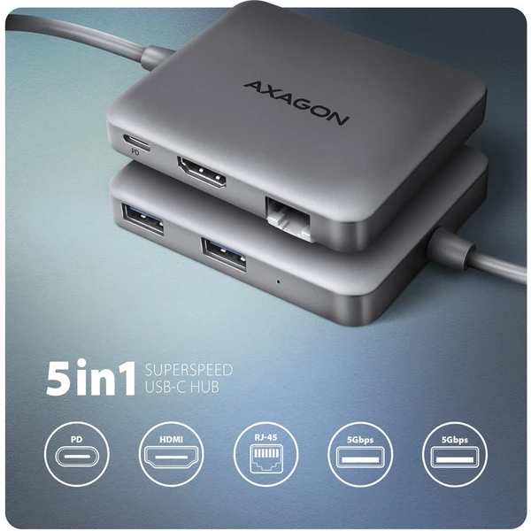 AXAGON HMC-5HL 5v1 USB-C hub - Dokovací stanice - Obrázek G1W3000L01