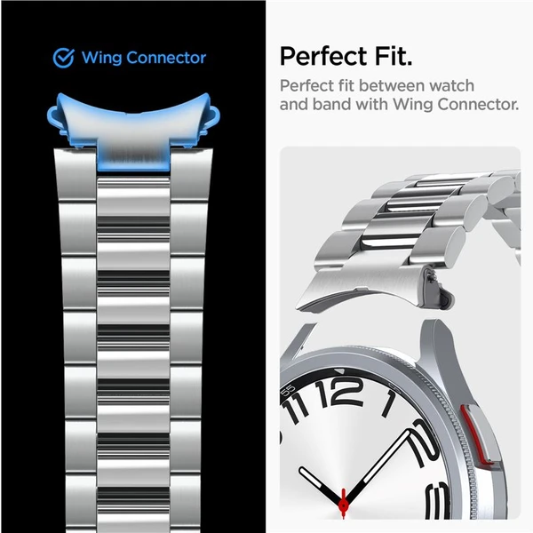 Spigen Modern Fit 316L Band řemínek Samsung Galaxy Watch6 Classic 47mm stříbrný - Řemínky - Obrázek G1W3000N01