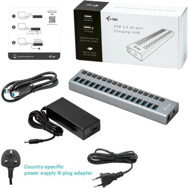 i-tec USB 3.0 Charging HUB 16 Port + Power Adapter 90 W - USB huby - Obrázek G29B000501