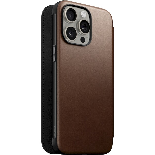 Nomad Modern Leather Folio, brown - iPhone 15 Pro Max (NM01633785) Hnědá