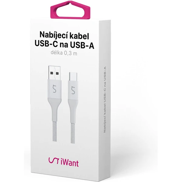 iWant USB-C/USB-A napájecí kabel 18W 0,3 m bílý - Kabely a redukce - Obrázek G3U6000P01