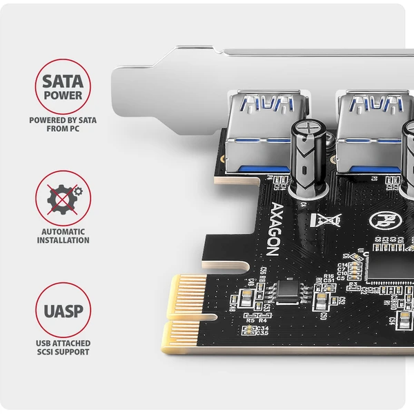 AXAGON PCEU-430RS Pcle řadič 4x USB 3.2 Gen 1 - Řadiče - Obrázek G44D000L01