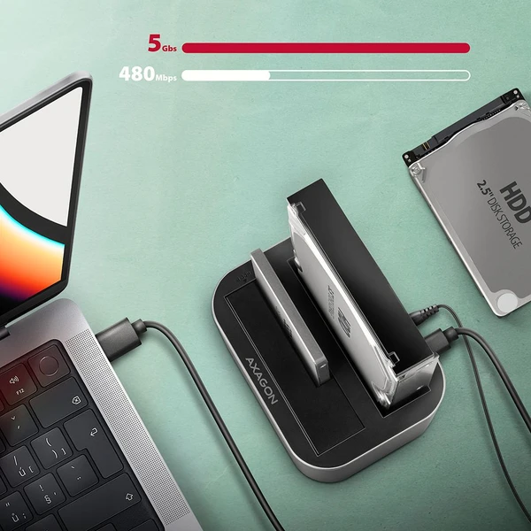 AXAGON ADSA-DC SSD/HDD dokovací stanice pro SSD/HDD disky - Externí boxy - Obrázek G4P2000J01